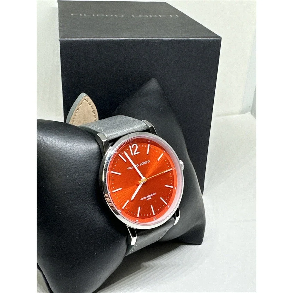 Filippo Loreti Unisex Gray Leather Straps Analog Dial Quartz Wrist Watch NSD34